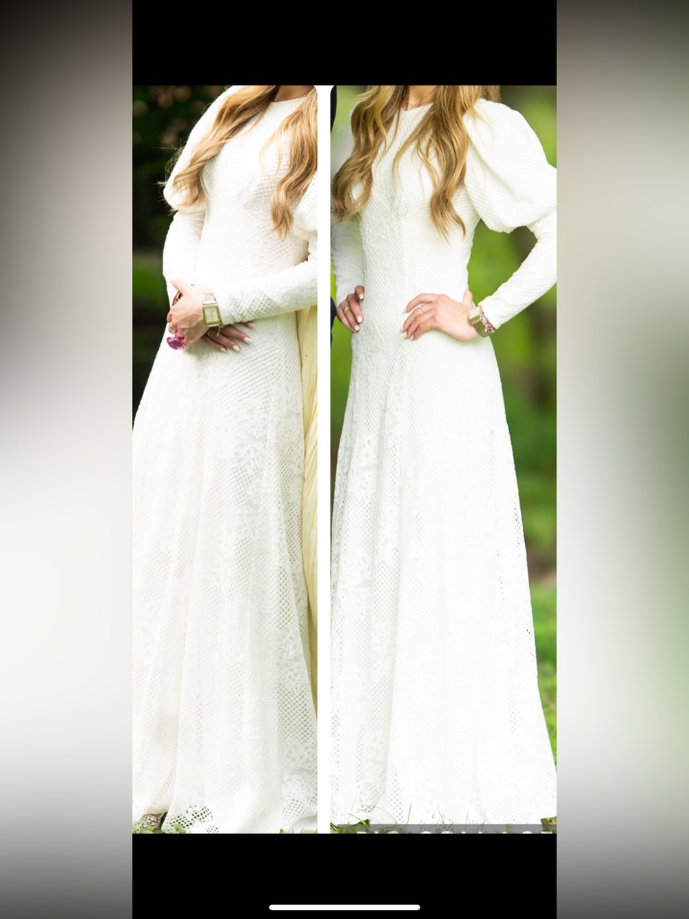 Elegant Ivory Lace Long-Sleeve Maxi Dress